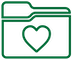 Line art icon of a folder with a heart on the front.