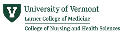 University of Vermont, Larner College of Medicine, College of Nursing and Health Sciences logo.