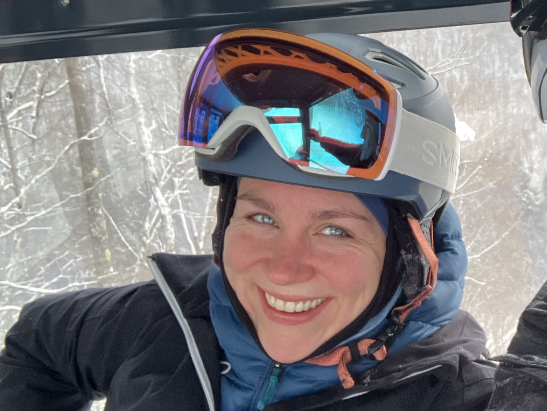 Kathryn Oskar on a ski lift