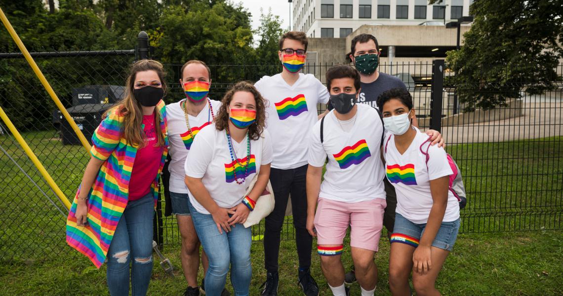 Group of community members at Burlington Pride Parade 2021
