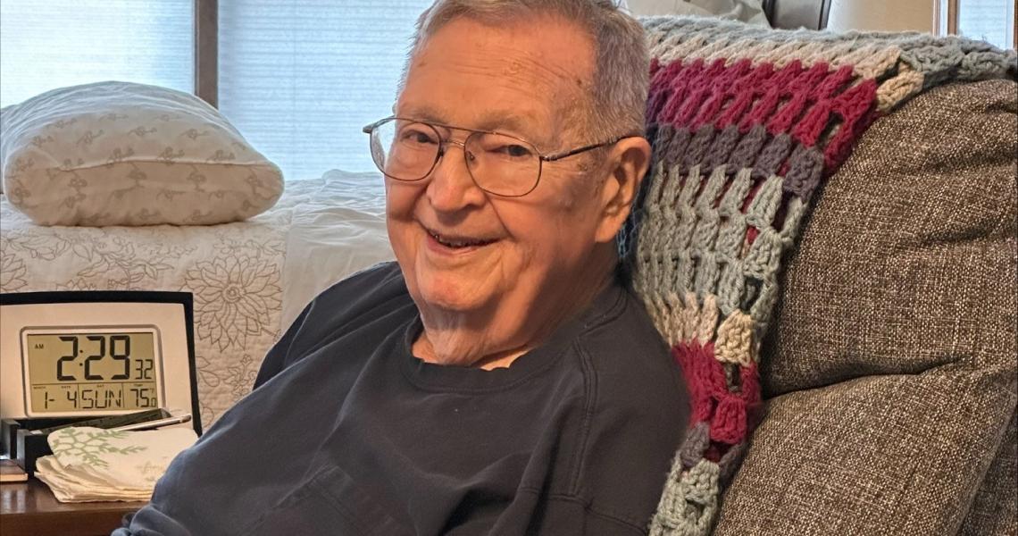 Portrait of Ralph Page sitting in his recliner at home.
