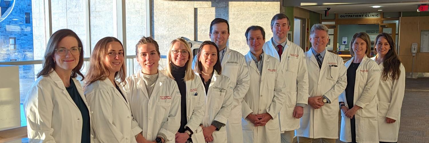 Group photo of GME Vascular Surgery program fellows and staff.