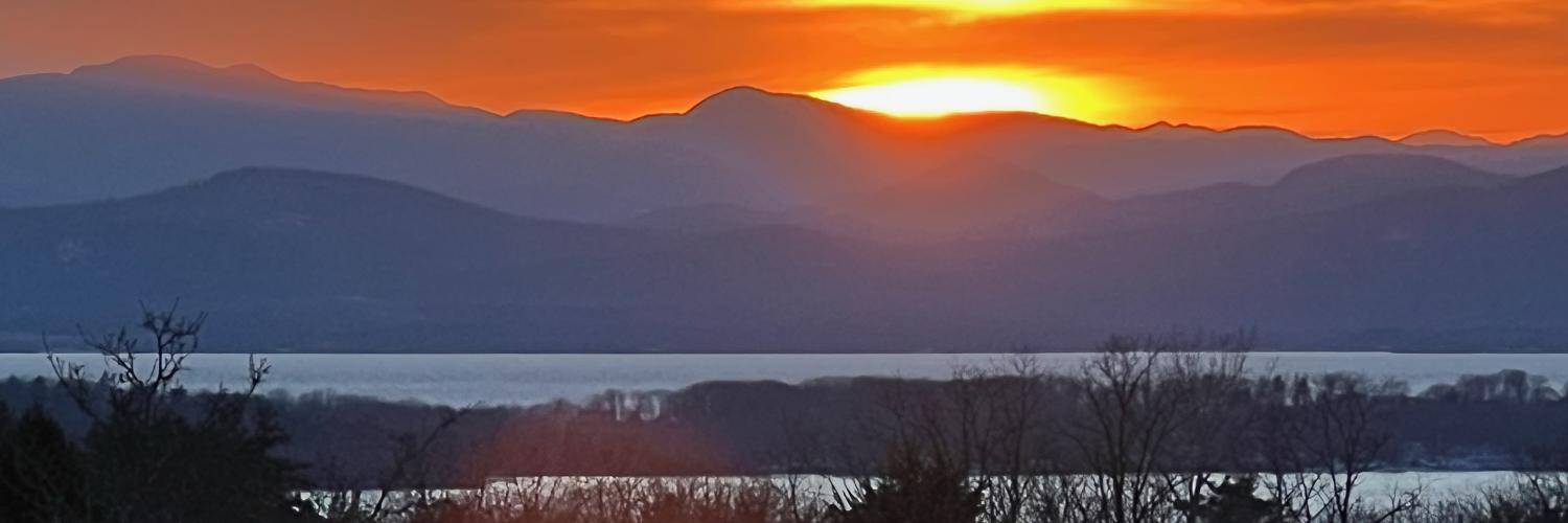 Sunset over Adirondacks and Lake Champlain