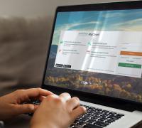 Patient accesssing MyChart on laptop