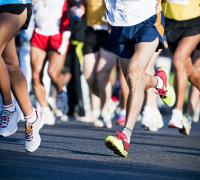 Racers' legs and feet in fun run